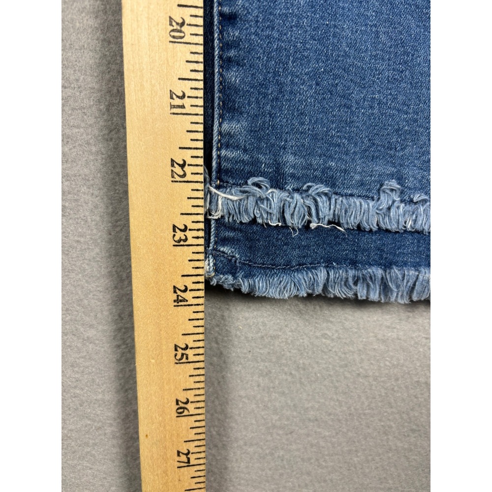 Chico's So Slimming Girlfriend Slim Leg Crop Frayed Hem Jeans 12 Blue - Picture 9 of 10